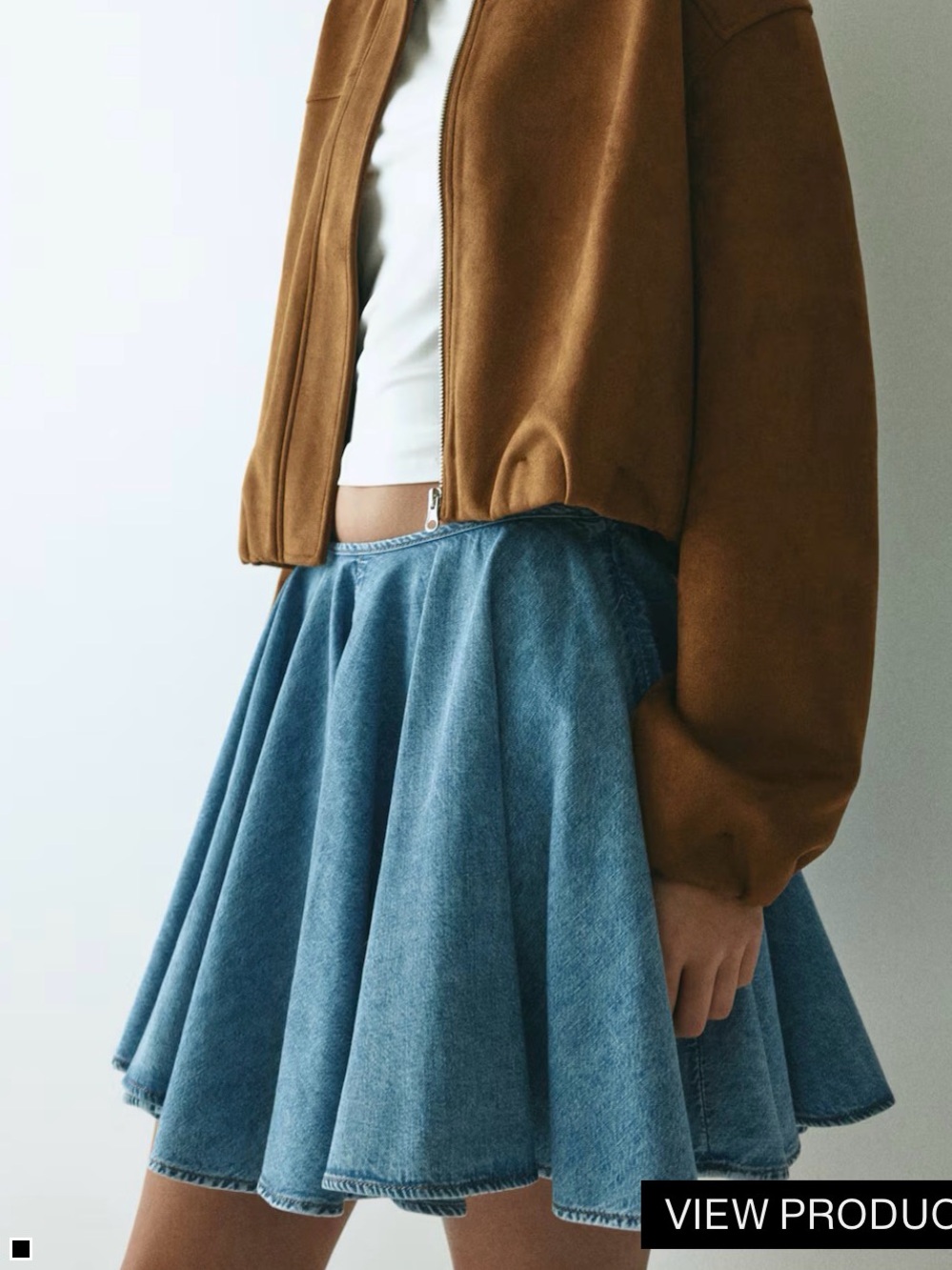 H&M Light Blue Denim Circle Skirt